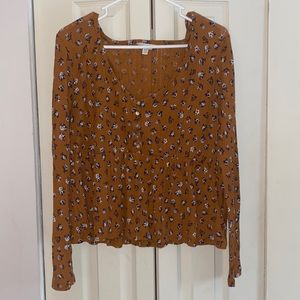 NWT Lucky Brand Long Sleeve Peplum Top
